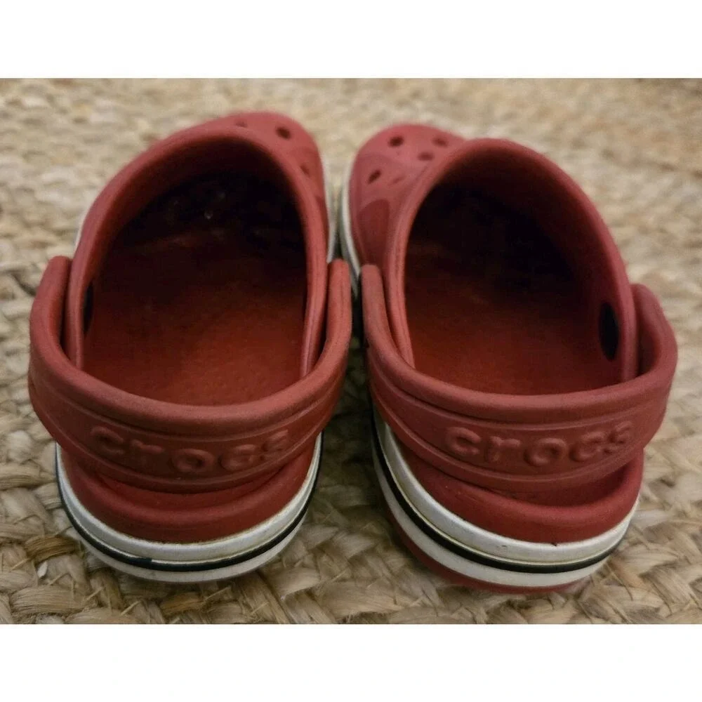 Crocs Kids Crocband Clog‎ Red White Black Sporty Slip On Sandals Size C8